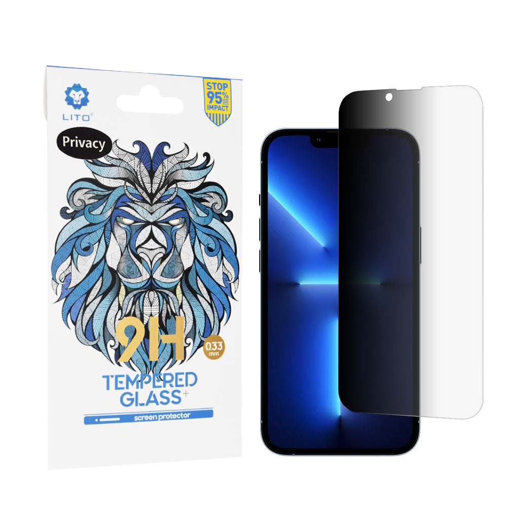 Lito Classic Privacy képernyővédő fólia Apple iPhone 14 Plus / 13 Pro Max készülékhez, edzett üveg, teljes ragasztó, 2.5D