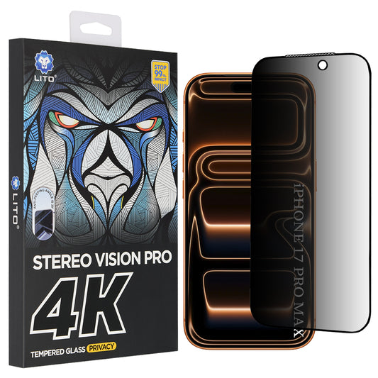 Privacy Lito D+ Max 4K védőfólia Apple iPhone 17 Pro Max készülékhez, Edzett üveg, Teljes ragasztás