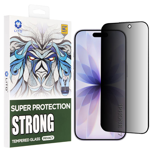 Privacy Lito D+ Max Strong védőfólia Apple iPhone 17 / 16 Pro készülékhez, Edzett üveg, Teljes ragasztás