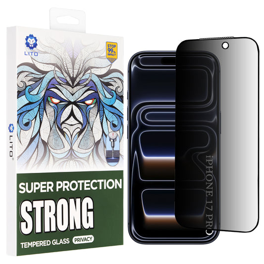 Védőfólia Privacy Lito D+ Max Strong Apple iPhone 17 Pro-hoz, Edzett Üveg, Teljes Ragasztás