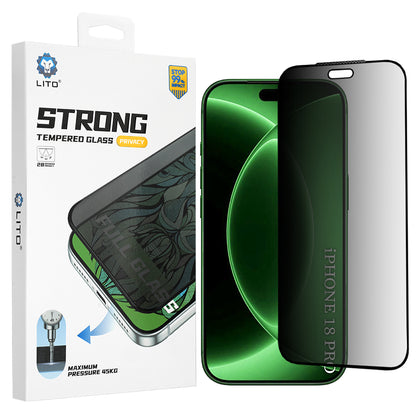 Lito D+ Max Strong Privacy képernyővédő fólia Apple iPhone 18 Pro-hoz, edzett üveg, teljes ragasztóval