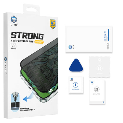 Lito D+ Max Strong Külső Képernyővédő Privacy fólia Apple iPhone Duo-hoz, Edzett Üveg, Teljes Ragasztóval