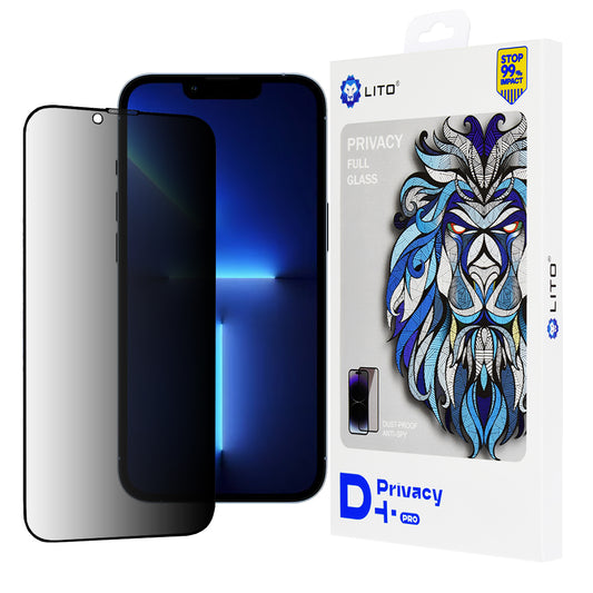 Lito D+ Pro Privacy képernyővédő fólia Apple iPhone 14 Plus / 13 Pro Max készülékhez, edzett üveg, teljes ragasztóval