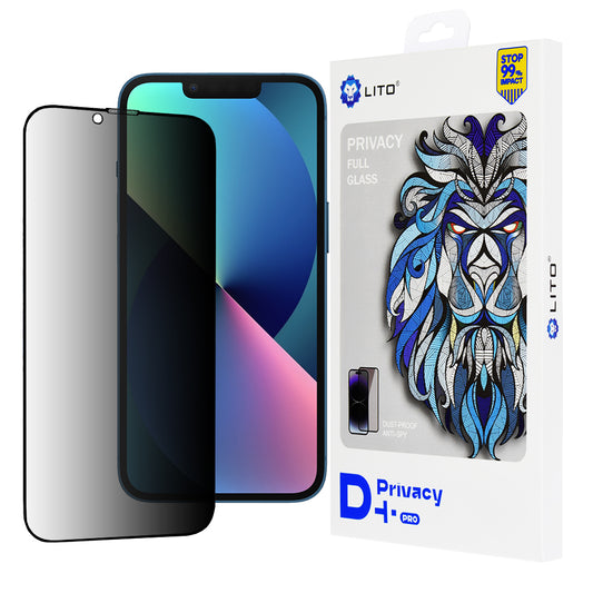 Lito D+ Pro Privacy képernyővédő fólia Apple iPhone 17e / 16e / 14 / 13 Pro készülékekhez, edzett üveg, teljes ragasztóval