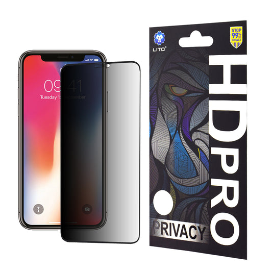 Lito HD Pro Privacy képernyővédő fólia Apple iPhone 11 Pro / XS / X készülékhez, edzett üveg, teljes ragasztóval