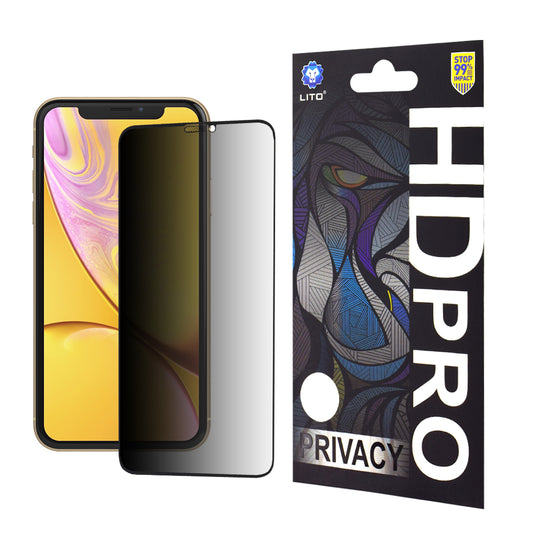 Lito HD Pro Privacy képernyővédő fólia Apple iPhone 11 / XR készülékhez, edzett üveg, teljes ragasztóval