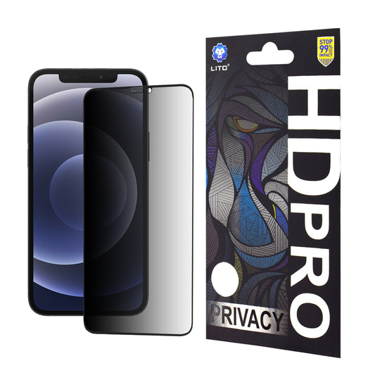 Lito HD Pro Privacy képernyővédő fólia Apple iPhone 12 / 12 Pro készülékhez, edzett üveg, teljes ragasztóval