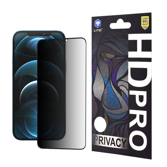 Lito HD Pro Privacy képernyővédő fólia Apple iPhone 12 Pro Max készülékhez, edzett üveg, teljes ragasztófelület