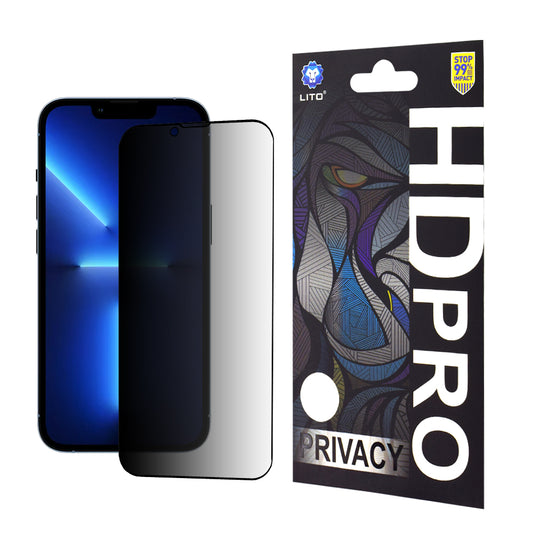 Lito HD Pro Privacy képernyővédő fólia Apple iPhone 14 Plus / 13 Pro Max készülékhez, edzett üveg, teljes ragasztóval