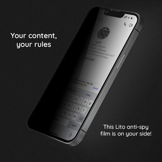 Lito HD Pro Privacy képernyővédő fólia Apple iPhone 15 Plus-hoz, edzett üveg, teljes ragasztóval