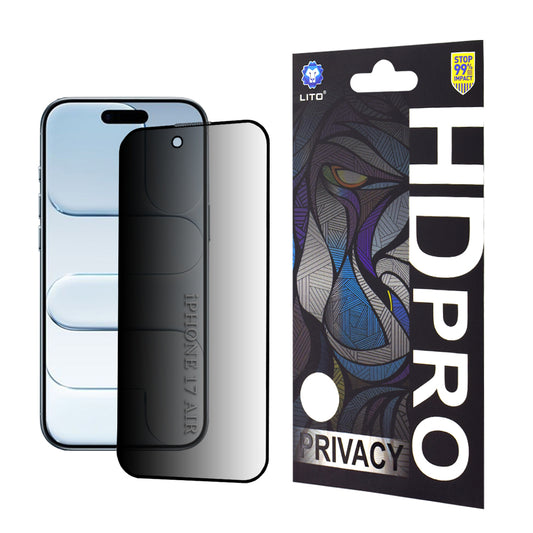 Privacy Lito HD Pro védőfólia Apple iPhone 17 Air készülékhez, Edzett üveg, Teljes ragasztás
