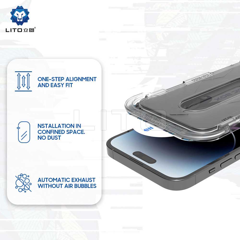 Lito Magic Glass Box D+ Tools képernyővédő fólia Apple iPhone XS / X készülékhez, biztonságos üveg, teljes ragasztóval