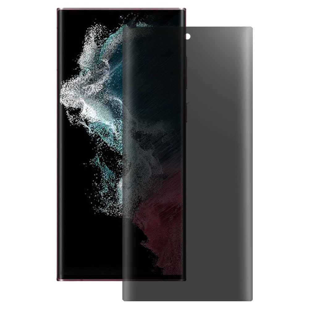 Lito Privacy képernyővédő fólia Samsung Galaxy S22 Ultra 5G S908-hoz, edzett üveg, UV ragasztó, 3D