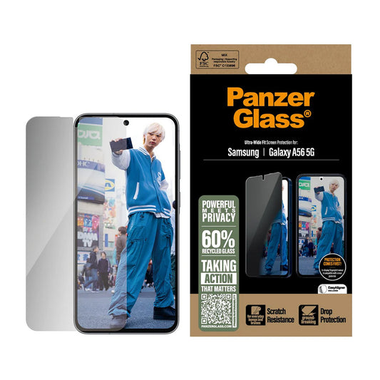 Védőfólia Privacy PanzerGlass Ultra-Wide Fit Samsung Galaxy A56 A566 készülékhez, Edzett üveg, Teljes ragasztás
