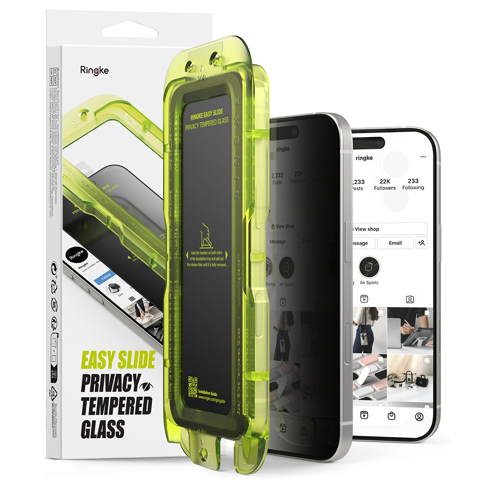 Ringke Easy Slide Privacy képernyővédő fólia Apple iPhone 17 Air készülékhez, edzett üveg, teljes ragasztó, 2 darabos készlet