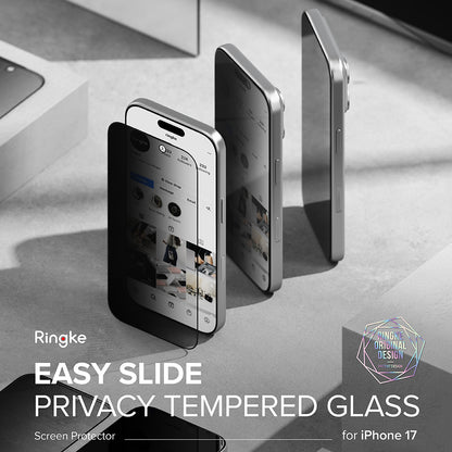 Ringke Easy Slide Privacy képernyővédő fólia Apple iPhone 17 Air készülékhez, edzett üveg, teljes ragasztó, 2 darabos készlet