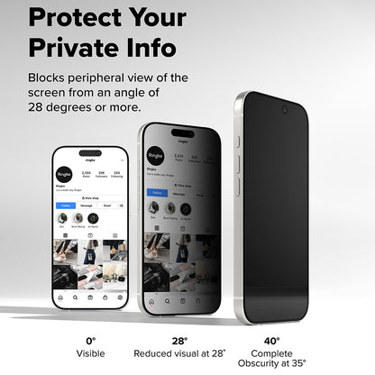 Ringke Easy Slide Privacy képernyővédő fólia Apple iPhone 17 Pro Max készülékhez, edzett üveg, teljes ragasztó, 2 darabos készlet