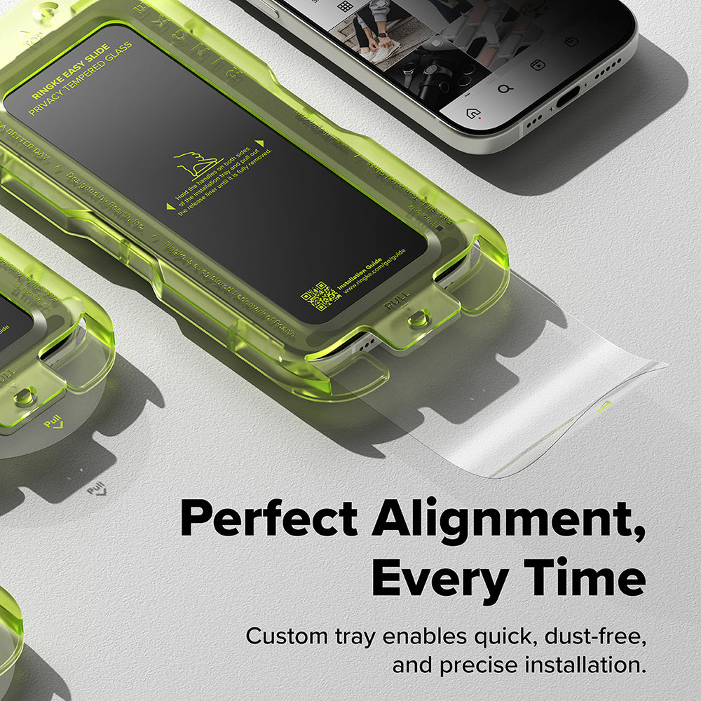Ringke Easy Slide Privacy képernyővédő fólia Apple iPhone 17 Pro-hoz, edzett üveg, teljes ragasztó, 2 darabos készlet