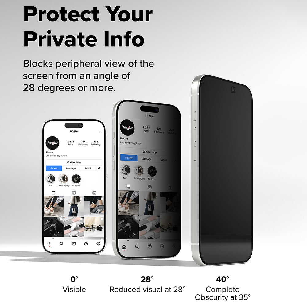 Ringke Easy Slide Privacy képernyővédő fólia Apple iPhone 17 Pro-hoz, edzett üveg, teljes ragasztó, 2 darabos készlet