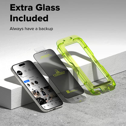 Ringke Easy Slide Privacy képernyővédő fólia Apple iPhone 17-hez, edzett üveg, teljes ragasztó, 2 darabos készlet