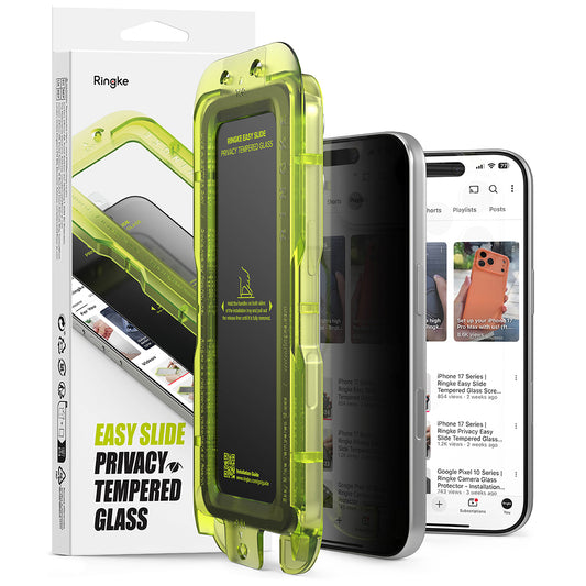 Ringke Easy Slide Privacy képernyővédő fólia Apple iPhone 18 Pro Max készülékhez, edzett üveg, teljes ragasztó, 2 darabos készlet