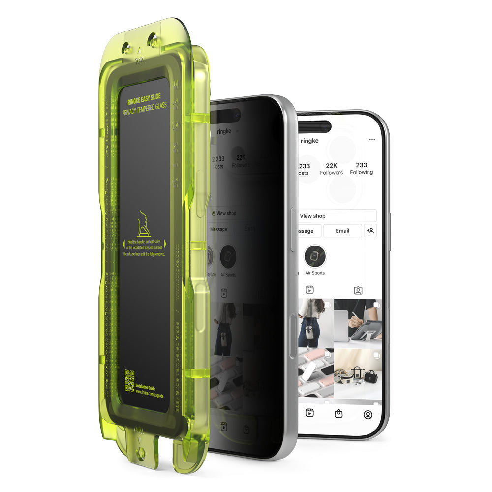 Ringke Easy Slide Privacy képernyővédő fólia Apple iPhone 18 Pro Max készülékhez, edzett üveg, teljes ragasztó, 2 darabos készlet
