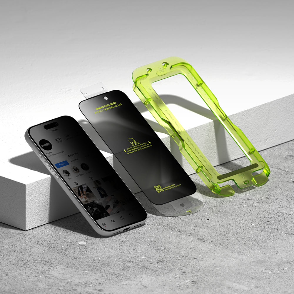 Ringke Easy Slide Privacy képernyővédő fólia Apple iPhone 18 Pro-hoz, edzett üveg, teljes ragasztó, 2 darabos készlet