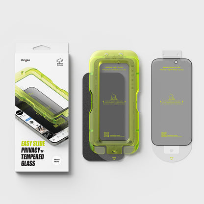 Ringke Easy Slide Privacy képernyővédő fólia Apple iPhone 18 Pro-hoz, edzett üveg, teljes ragasztó, 2 darabos készlet