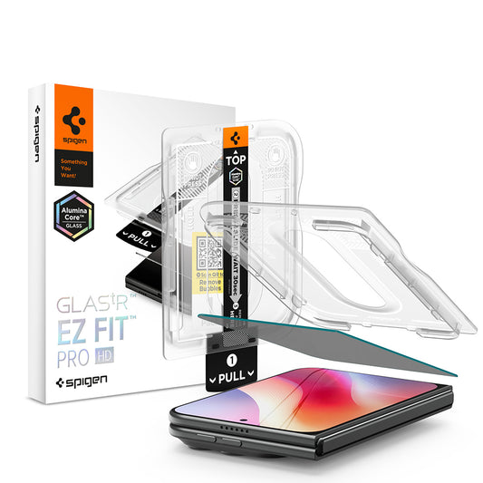 Spigen GlastR EZ FIT Pro HD Külső Képernyővédő Fólia Apple iPhone Duo számára, Edzett Üveg, Teljes Ragasztó AGL12016