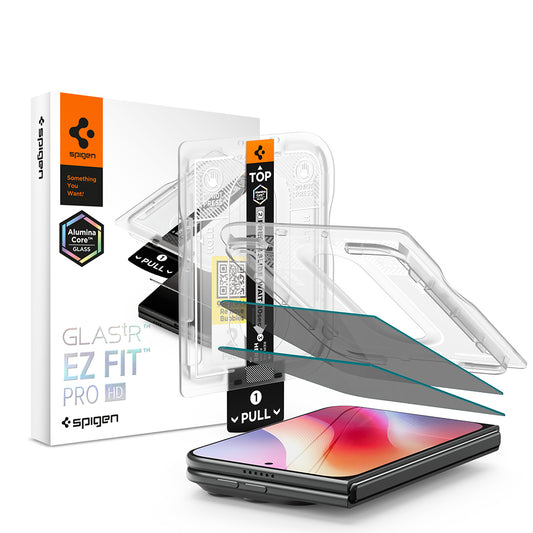 Spigen GlastR EZ FIT Pro HD Külső Privacy Képernyővédő fólia Apple iPhone Duo-hoz, Edzett Üveg, Teljes Ragasztó, 2 darabos készlet AGL12015