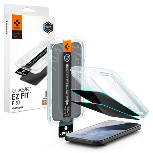 Spigen GlastR EZ FIT Pro Privacy képernyővédő fólia Google Pixel 11 Pro / 10 Pro készülékhez, edzett üveg, teljes ragasztó, 2 darabos készlet AGL11481