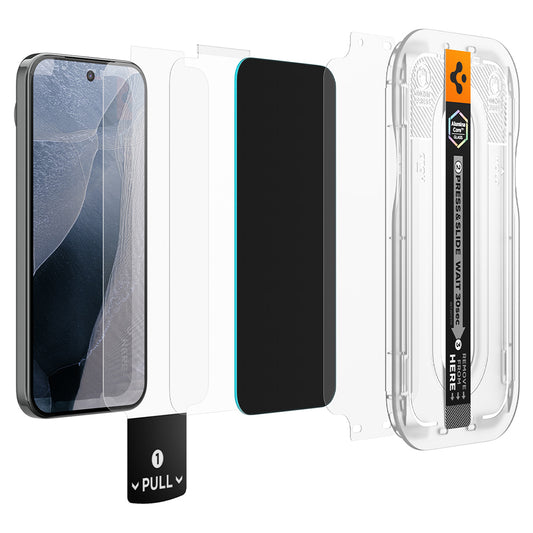 Spigen GlastR EZ FIT Pro Privacy képernyővédő fólia Google Pixel 11 Pro / 10 Pro készülékhez, edzett üveg, teljes ragasztó, 2 darabos készlet AGL11481