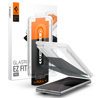 Spigen GlastR EZ FIT Pro Külső Privacy Képernyővédő fólia Samsung Galaxy Z Fold8 Ultra F976-hoz, Edzett üveg, Teljes ragasztó, 2 darabos készlet