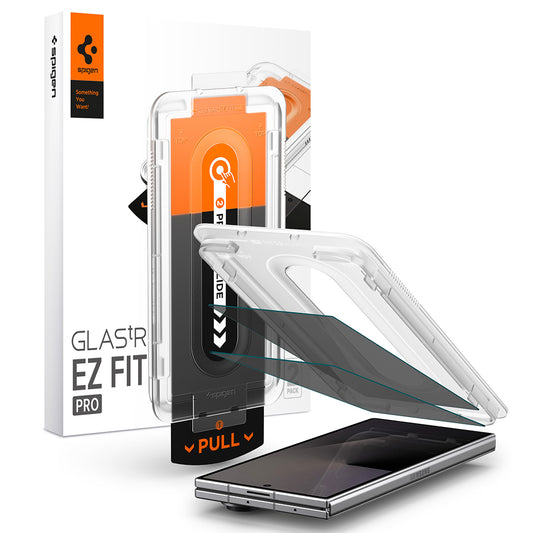 Spigen GlastR EZ FIT Pro Külső Privacy Képernyővédő fólia Samsung Galaxy Z Fold8 Ultra F976-hoz, Edzett üveg, Teljes ragasztó, 2 darabos készlet