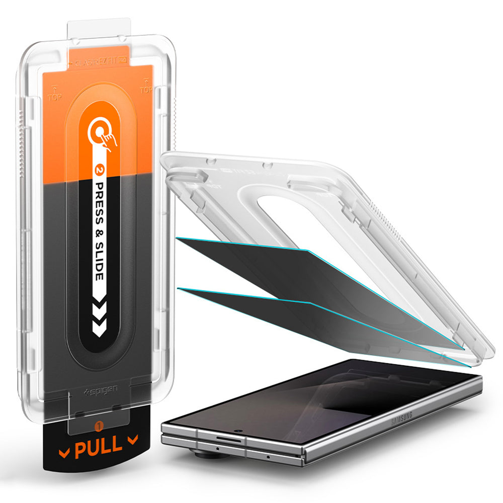 Spigen GlastR EZ FIT Pro Külső Privacy Képernyővédő fólia Samsung Galaxy Z Fold8 Ultra F976-hoz, Edzett üveg, Teljes ragasztó, 2 darabos készlet
