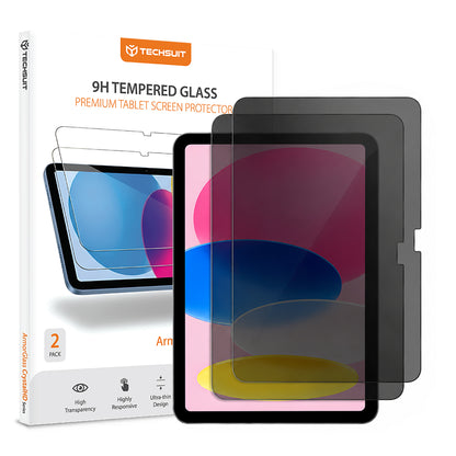 Techsuit ArmorGlass CrystalHD Privacy képernyővédő fólia Apple iPad (2025) / (2022) készülékhez, edzett üveg, teljes ragasztó, 2 darabos készlet