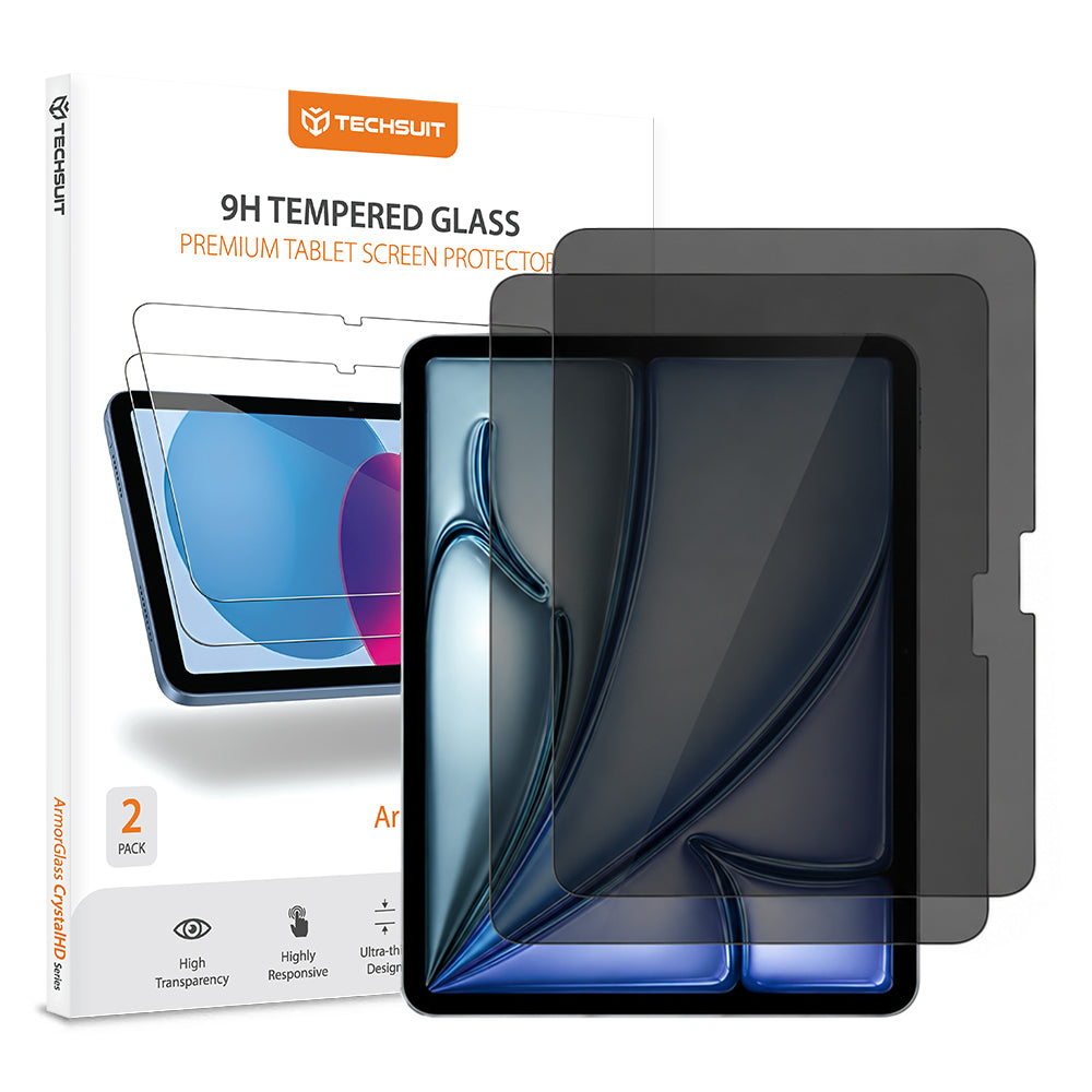 Privacy Techsuit ArmorGlass CrystalHD képernyővédő fólia Apple iPad Air 11 (2026) készülékhez, edzett üveg, teljes ragasztó, 2 darabos készlet