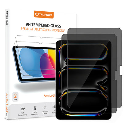 Techsuit ArmorGlass CrystalHD Privacy képernyővédő fólia Apple iPad Air 13 (2026) készülékhez, edzett üveg, teljes ragasztó, 2 darabos készlet