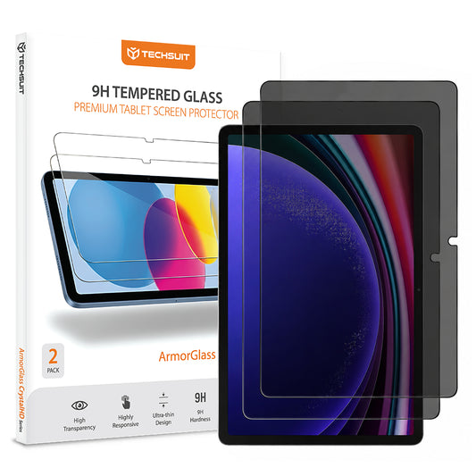 Techsuit ArmorGlass CrystalHD Privacy képernyővédő fólia Samsung Galaxy Tab S10 Lite készülékhez, edzett üveg, teljes ragasztó, 2 darabos készlet