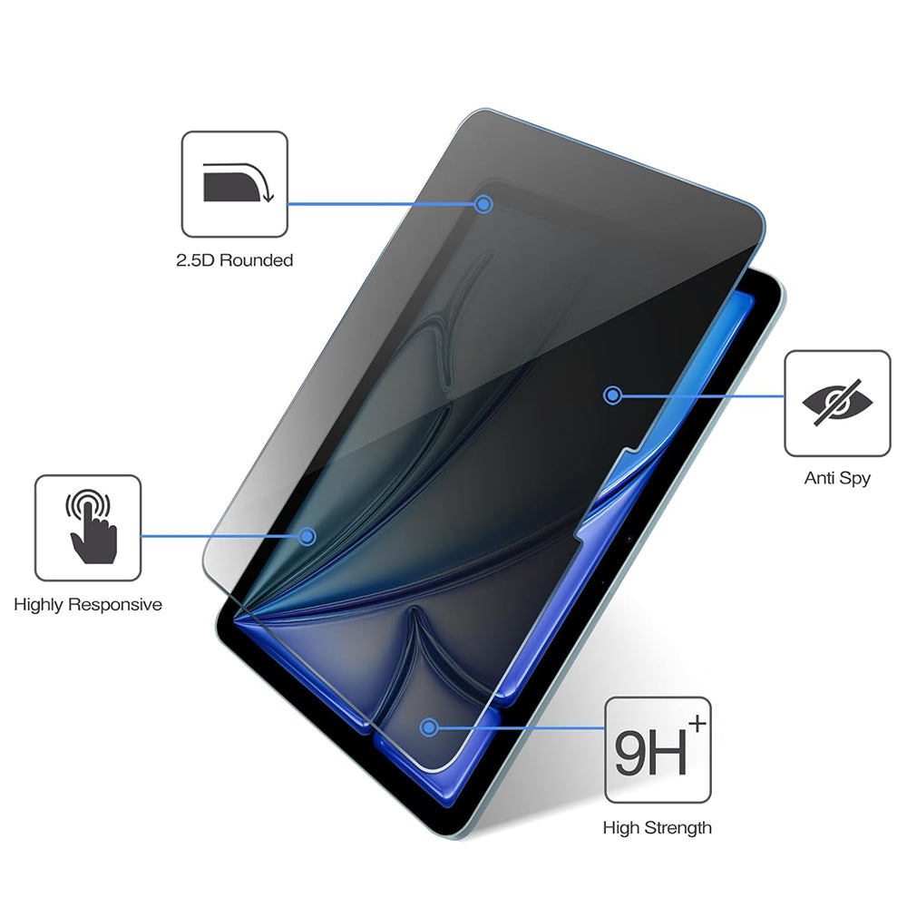Techsuit ArmorGlass CrystalHD Privacy képernyővédő fólia Samsung Galaxy Tab S10+ / Tab S9 FE+ készülékhez, edzett üveg, teljes ragasztó, 2 darabos készlet