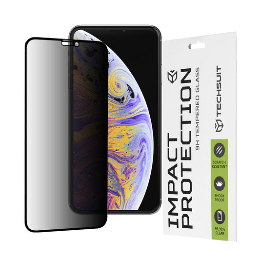 Techsuit Privacy képernyővédő fólia Apple iPhone 11 Pro Max / XS Max készülékhez, edzett üveg, teljes ragasztó, 111D