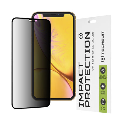 Techsuit Privacy képernyővédő fólia Apple iPhone 11 / XR készülékhez, edzett üveg, teljes ragasztó, 111D