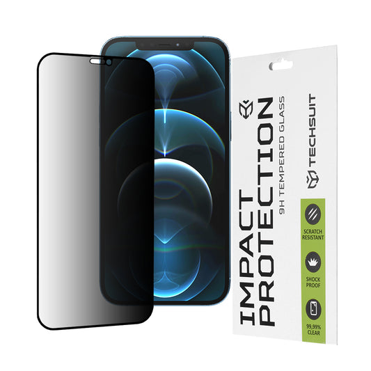 Techsuit Privacy képernyővédő fólia Apple iPhone 12 Pro Max készülékhez, edzett üveg, teljes ragasztó, 111D