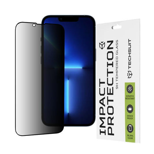 Techsuit Privacy képernyővédő fólia Apple iPhone 14 Plus / 13 Pro Max készülékhez, edzett üveg, teljes ragasztó, 111D