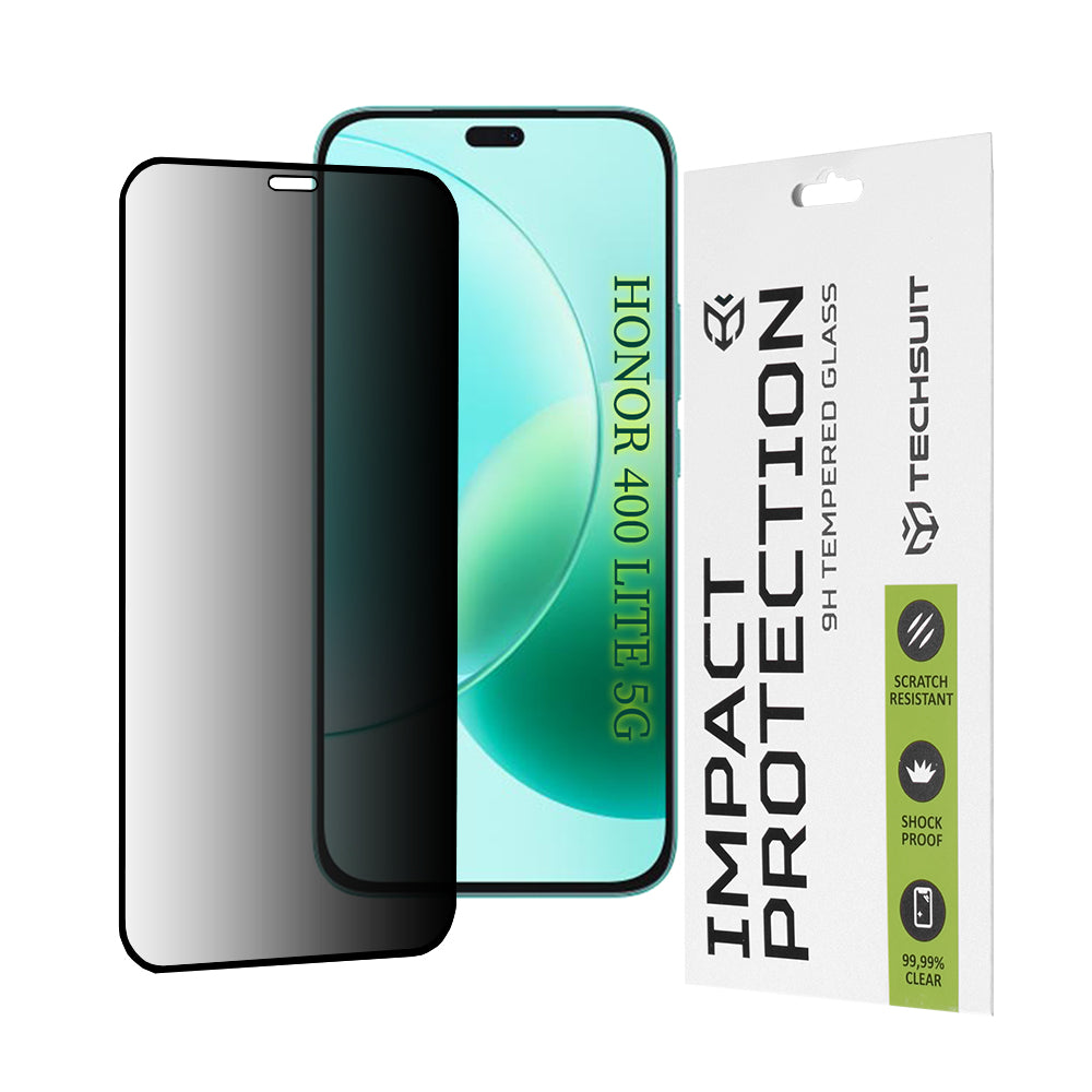 Techsuit Privacy képernyővédő fólia Honor 400 Lite / X8c / X8b készülékekhez, biztonsági üveg, teljes ragasztó, 111D