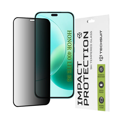 Techsuit Privacy képernyővédő fólia Honor 400 Lite / X8c / X8b készülékekhez, biztonsági üveg, teljes ragasztó, 111D