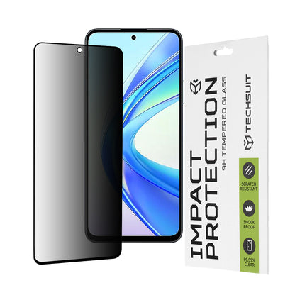 Techsuit Privacy képernyővédő fólia Honor X7b 5G / 90 Smart / X7b 4G készülékekhez, edzett üveg, teljes ragasztó, 111D