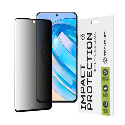 Techsuit Privacy képernyővédő fólia Honor X8a / X8 4G készülékhez, biztonsági üveg, teljes ragasztó, 111D