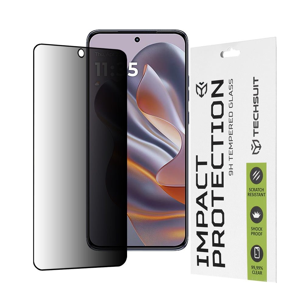 Techsuit Privacy képernyővédő fólia Motorola Edge 50 Neo-hoz, edzett üveg, teljes ragasztó, 111D