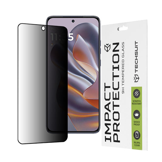 Techsuit Privacy képernyővédő fólia Motorola Edge 50 Neo-hoz, edzett üveg, teljes ragasztó, 111D